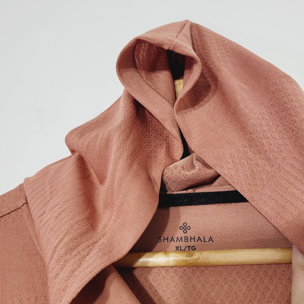 Shambhala Long Sleeve Hooded Athletic Running Shirt Top Muted Peach Pink XL - Picture 6 of 11